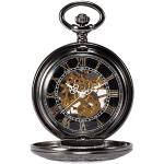 Schwarze Vintage Handaufzug Vintage Uhren & Antike Uhren mit Halloween-Motiv mit skelettiertem Zifferblatt mit Kunststoff-Uhrenglas für Herren 