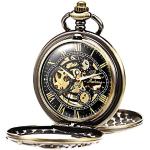 Goldene Vintage Handaufzug Vintage Uhren & Antike Uhren mit Halloween-Motiv mit skelettiertem Zifferblatt mit römischen Zahlen mit Kunststoff-Uhrenglas für Herren 