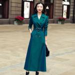 Dunkelgrüne Casual Maxi Trenchcoats lang für Damen Größe 4 XL 