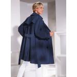 Dunkelblaue bader Maxi Trenchcoats lang mit Gürtel aus Taft für Damen Größe M für den für den Herbst 
