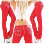 Reduzierte Rote Hüftjeans & Low Waist Jeans aus Baumwolle für Damen 