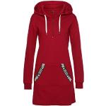 Rote Streetwear Langärmelige Mini Damensweatshirts mit Kapuze Größe XXL für den für den Herbst 