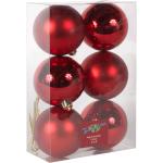 Rote Runde Weihnachtskugeln matt aus Kunststoff bruchsicher 6-teilig 