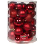 Rote Runde Weihnachtskugeln matt aus Kunststoff bruchsicher 34-teilig 
