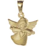 Goldene Engel Anhänger mit Herz-Motiv poliert aus Gold 14 Karat für Kinder 