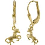 Goldene trendor Pferde Ohrringe mit Tiermotiv aus Gold 9 Karat für Kinder für Zeremonien 