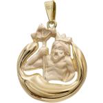 Goldene Motiv Runde Wassermann-Anhänger mit Sternzeichen-Motiv poliert aus Gold 9 Karat für Damen Weihnachten 