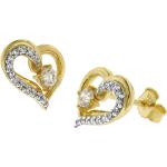 Goldene Herzohrstecker aus Gold 9 Karat mit Zirkonia für Damen zum Valentinstag 