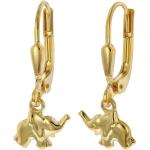 Goldene Elefanten Ohrringe mit Elefantenmotiv aus Gold 9 Karat für Kinder 
