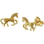 Goldene trendor Pferde Ohrringe mit Tiermotiv aus Gold 9 Karat für Kinder für Zeremonien 