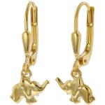 Goldene Motiv trendor Elefanten Ohrringe mit Elefantenmotiv aus Gold 9 Karat für Kinder 