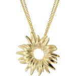 Goldene trendor Zweireihige Halsketten & Mehrlagige Halsketten mit Blumenmotiv vergoldet aus Gold 9 Karat 