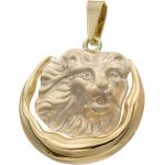Goldene trendor Runde Löwe-Anhänger mit Löwen-Motiv poliert aus Gold 9 Karat 
