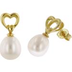 Goldene trendor Perlenohrringe mit Herz-Motiv aus Gold 9 Karat für Damen 