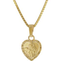 trendor 41192 Engel-Anhänger Gold 333 + vergoldete Silber-Halskette für Kinder 40 cm