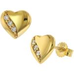 Goldene trendor Herzohrstecker aus Gold 9 Karat mit Zirkonia für Damen zum Valentinstag 