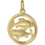 Goldene Elegante trendor Runde Fische-Anhänger mit Sternzeichen-Motiv poliert aus Gold für Herren zum Vatertag 