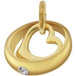 Goldene Motiv trendor Taufringe glänzend aus Gold 14 Karat mit Zirkonia für Kinder 
