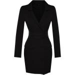 Schwarze Langärmelige Trendyol Mini Blazerkleider aus Polyester für Damen Größe M 