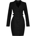 Schwarze Langärmelige Trendyol Mini Blazerkleider aus Leder für Damen Größe M 