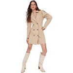 Kamelbraune Trendyol Mini V-Ausschnitt Blazerkleider aus Baumwolle für Damen Größe M 