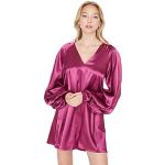Fuchsiafarbene Skater Trendyol Mini V-Ausschnitt Kurze Abendkleider für Damen Größe M für Partys 