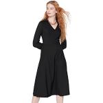 Schwarze Elegante Trendyol Midi V-Ausschnitt Midikleider aus Polyester für Damen Größe S 