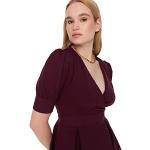 Pflaumenfarbene Unifarbene Elegante Trendyol Mini Kleider A-Linie aus Polyester für Damen Größe S 