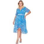 Blaue Trendyol V-Ausschnitt Midikleider aus Polyester für Damen Größe L Große Größen 