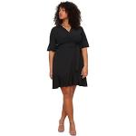 Schwarze Trendyol Mini V-Ausschnitt Wickelkleider aus Polyester maschinenwaschbar für Damen Größe XS Große Größen 