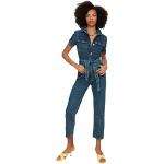 Reduzierte Blaue Trendyol Jeansoveralls mit Reißverschluss aus Baumwolle für Damen Größe M 