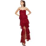 Reduzierte Bordeauxrote Unifarbene Elegante Trendyol Maxi Lange Abendkleider aus Polyester für Damen Größe S für Partys 