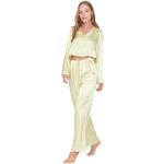 TRENDYOL Damen Trendyol Women's Plain Middle Woven Fabric Shirt Trousers Pyjamas Pajama Set, Grün, 38 EU