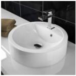 Weiße Treos 710 Runde Runde Waschtische & Waschbecken glänzend aus Mineralguss mit Hahnloch 