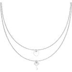 Silberne Zweireihige Halsketten & Mehrlagige Halsketten glänzend aus Edelstahl für Damen zum Valentinstag 