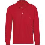 Rote Unifarbene Langärmelige Trigema Langarm-Poloshirts aus Baumwolle für Herren Größe 3 XL 
