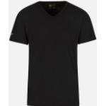Schwarze Unifarbene Kurzärmelige Trigema Bio V-Ausschnitt Shirts mit Tasche für Herren 