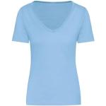 Eisblaue Melierte Elegante Kurzärmelige Trigema T-Shirts aus Baumwolle für Damen Größe L für den für den Sommer 