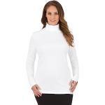 Weiße Melierte Langärmelige Trigema Rollkragen T-Shirts für Damen Größe XL 