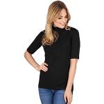 Reduzierte Schwarze Halblangärmelige Trigema Stehkragen T-Shirts aus Viskose für Damen Größe S 
