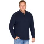 Marineblaue Bestickte Oversize Langärmelige Trigema Bio Nachhaltige Langarm-Poloshirts mit Knopf aus Baumwolle für Herren Größe XXL 