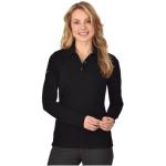 Schwarze Langärmelige Trigema Nachhaltige Langarm-Poloshirts mit Knopf aus Baumwolle für Damen Größe 3 XL 