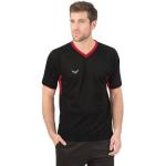 Schwarze Sportliche Kurzärmelige Trigema V-Ausschnitt T-Shirts aus Polyester mit Kapuze für Herren Größe XS 