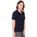 Marineblaue Kurzärmelige Trigema Nachhaltige Kurzarm-Poloshirts mit Glitzer mit Knopf aus Jersey für Damen Größe 3 XL 