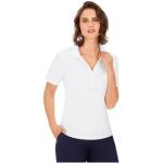 Weiße Kurzärmelige Trigema Nachhaltige Kurzarm-Poloshirts mit Glitzer mit Knopf aus Jersey für Damen Größe 3 XL 