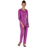 Pinke Trigema Pyjamas lang mit Giraffen-Motiv aus Baumwolle für Damen Größe 3 XL 