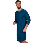 Saphirblaue Langärmelige Trigema Bio Nachhaltige Herrennachthemden mit Knopf aus Baumwolle 1-teilig 