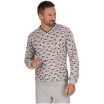 Graue Langärmelige Trigema V-Shirts aus Baumwolle für Herren Größe 3 XL für den für den Frühling 
