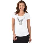 Weiße Kurzärmelige Trigema Rundhals-Ausschnitt T-Shirts mit Glitzer aus Jersey enganliegend für Damen Größe XXL 