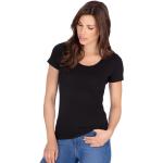 Schwarze Kurzärmelige Trigema Nachhaltige T-Shirts mit Knopf aus Viskose für Damen 1-teilig 
